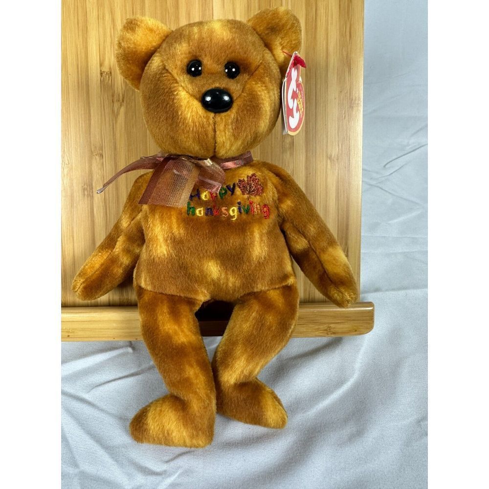 TY Beanie Baby -GRATEFULLY‎ the Thanksgiving Bear (8.5 inch) - NWT -